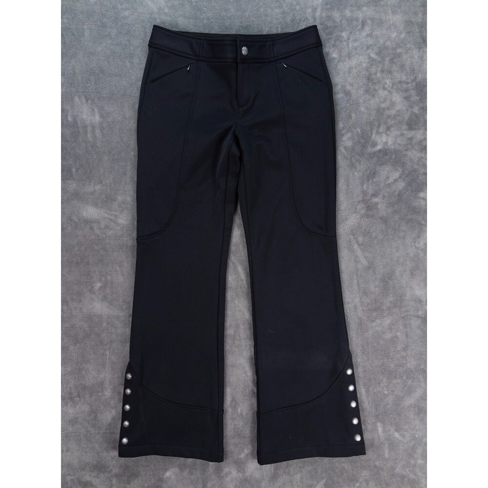 Athleta Snow Cruiser Ski Pants Black Size 10 Bootcut Snap Hem Stretch Snowpants